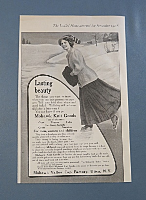 1908 Mohawk Knit Goods With Woman Skating