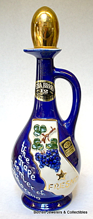 'fresno Grape Center' Whiskey Bottle Decanter 1970