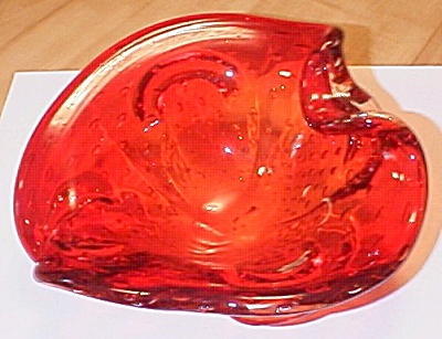 Large 7 Inch Red Murano Glass Bowl Or Italian Art Glass Bowl