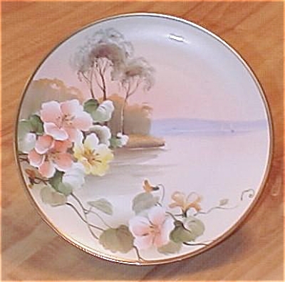 Lovely Hand Painted Nippon China Plate, 10 In., Tiny Rim Chips