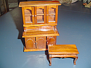 Wood China Hutch And Coffee Table Doll House Furniture