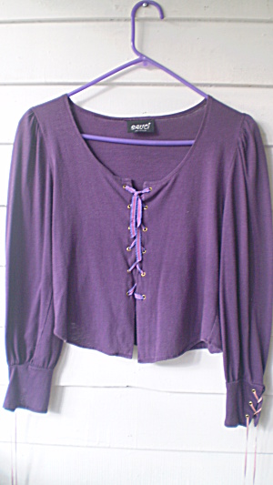 Hippy Top Vintage 1969 Purple Cotton Knit Elizabethan