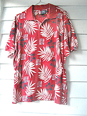 Golf Shirt Ladies Red Flowered 1980