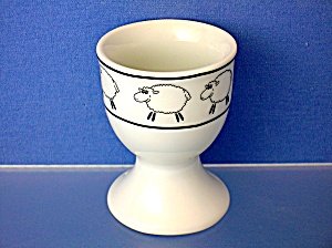 White Pocelaine Egg Cup With Fluffy Sheep. . .