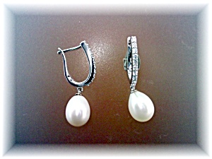 Earrings Freshwater Pearl Drop Sterling Silver Czs Pier