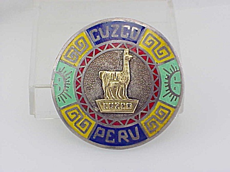 Cuzco Peru 18k Gold Sterling Silver Enamel Llama Brooch Or Pendant