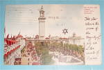 This vintage & original postcard is in fair to good condition with wear, writing and worn corners. It features a colorful design of The Plaza And Tower, White City, Chicago, World Columbian Exposition...