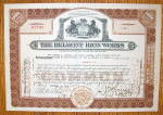 This vintage original stock certificate was issued in 1949 for Belmont National Railways Company. The Vignette features two horses and a bald eagle and was printed by Security Bank Note Company. This ...