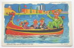 This vintage postcard is in good-very good condition. It features people riding in a boat. This postcard measures approximately 5 1/2 x 3 1/2. The reverse side is used.