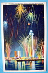 This original postcard is from the 1933 Century Of Progress (Chicago World's Fair) which was held in Chicago. It is in very good condition and the front features the "Fireworks Display Over Lagoo...