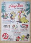 This fine vintage advertisement for a 1945 ad for A & P Coffee is in very good condition. This vintage ad measures approx. 7 3/4 x 10 3/4. This vintage advertisement is suitable for framing. This maga...