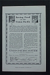 This fine vintage advertisement for a 1917 ad for Union Pacific System which is in very good condition and measures approx. 6 3/4 x 10. This ad is suitable for framing. This vintage magazine advertise...