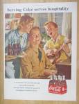 This fine vintage advertisement of a 1951 ad for Coca Cola (Coke) is in very good condition and measures approx. 10 1/4 x 13 1/2. This magazine ad depicts a soldier playing the piano while a boy plays...