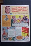This fine vintage advertisement for a 1940 ad for Post Toasties Corn Flakes which is in very good condition and measures approx. 10 x 13 1/4. This ad is suitable for framing. This vintage magazine adv...
