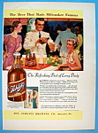 This fine vintage advertisement for a 1937 ad for Schlitz Beer which is in excellent condition but is slightly yellowed and measures approx. 10" x 13 3/4". This vintage beer magazine ad is s...