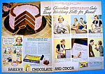 This fine vintage 2 page advertisement for a 1937 ad for Baker's Chocolate which is in very good condition and measures approx. 20 1/2 x 14. This vintage chocolate magazine ad is suitable for framing....
