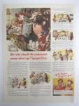 This fine vintage advertisement for a 1945 ad for Borden's Milk which is in excellent condition. It measures approx. 10 1/2 x 13 3/4. This vintage magazine ad is suitable for framing. This vintage mag...