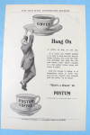 This fine vintage advertisement for a 1906 ad for Postum Coffee is in Excellent condition but is slightly yellowed. This vintage Coffee Magazine ad measures approx. 6" x 9 1/2". This vintage...