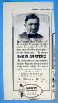 This fine vintage advertisement for a 1916 ad for Paris Garters is in excellent condition but is slightly yellowed. This magazine ad measures approx. 3 1/2" x 7" and is suitable for framing....