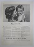 This fine vintage advertisement for a 1937 ad for Squibb Dental Cream which is in very good condition and measures approx. 10 x 13 3/4. This cream ad is suitable for framing. This vintage Squibb magaz...