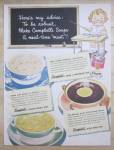 This fine vintage advertisement for a 1948 ad for Campbell's Soups is in very good condition. This vintage ad measures approx. 8 1/4 x 10 3/4. This vintage advertisement is suitable for framing. This ...