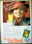This fine vintage advertisement for a 1936 ad for Del Monte Pineapple Juice is in excellent condition and measures approx. 8 x 10 3/4. This magazine advertisement is suitable for framing. This magazin...