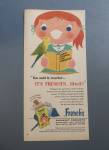 This fine vintage advertisement for a 1959 ad for French's Parakeet Seed is in very good condition. This magazine ad measures approx. 5 1/4 x 10 3/4. This advertisement is suitable for framing. This a...