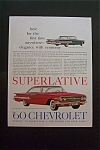 This fine vintage advertisement for a 1959 ad for Chevrolet (Chevy) is in very good condition. This vintage Car Magazine ad measures approx. 9 1/2 x 12 1/2. This vintage Automobile Magazine Advertisem...