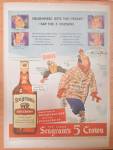 This fine vintage advertisement for a 1943 ad for Seagram's 5 Crown Whiskey is in very good condition. This vintage Whiskey Magazine ad measures approx. 10 x 13 3/4. This vintage Liquor Magazine Adver...