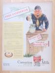 This fine vintage advertisement for a 1945 ad for Carnation Evaporated Milk is in good condition. This magazine ad measures approx. 9 3/4 x 13 3/4. This advertisement is suitable for framing. This mag...