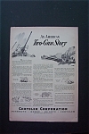 This fine vintage advertisement for a 1943 ad for Chrysler Corporation is in good condition. This vintage Car Corporation Magazine ad measures approx. 10 1/4 x 14. This vintage Chrysler Magazine Adver...