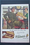 This fine vintage advertisement for a 1943 ad for Whitman's Chocolates is in good condition and measures approx. 10 1/4 x 14. This advertisement is suitable for framing. This magazine ad depicts a lad...
