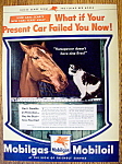 This fine vintage advertisement for a 1944 ad for Mobilgas & Mobiloil is in very good condition but is slightly yellowed. This vintage gas & oil ad measures approx. 10" x 13 1/2" and is suit...