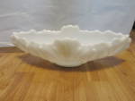 Vintage Jeanette Glass Milk Glass Centerpiece Vase. Best guess circa 1940s to 1960s.<BR><BR>Lovely no major chips, no cracks. There may be some flicks or imperfections around the rim from the making a...