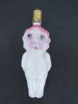 Carnival Glass Doll Christmas Light Bulb. Appears to be made from milk glass and hand painted with slight paint wear as seen. Height 3 1/2 inch. No chips or cracks. Unmarked, maker unknown. Best guess...