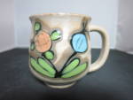 Floral hand painted cup mug Japan 1970s. Stamped Japan on bottom. Holds 1 cup 8 fl oz. <BR><BR>No cracks No crazing. Does have air pocket chip on the  underside rim, near backside of handle.<BR><BR>Th...