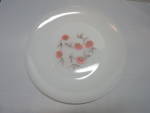 Fire King Floral Plate Fleurette Milk Glass 1950s 9 inch. This is a nice little plate with no chips and no cracks. Does have some use scratches and slight paint wear on the stems to the flowers.<BR><B...