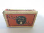 Vintage Chicago Rivets with some contents. A nice old advertising box with contents. Box has shelf wear, but over all nice as seen. 2 inches X 1 3/8 inches X 1/2 inch.<BR><BR>Please ask any questions....