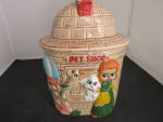 Vintage Pet Shop Cookie Jar best guess Japan. <BR><BR>No chips, cracks or crazing. Slight paint rub in green towards bottom. Slight wear around the chimney. Over all cold paint excellent no peeling. <...