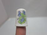 Vintage Thimble Porcelain Iris Floral made in Japan. Made in Japan paper label inside thimble. No chips, no cracks and no crazing.<BR><BR>Height 1 inch. Best guess size 7.<BR><BR>Please ask any questi...