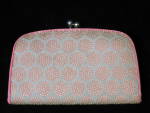 Vintage change Purse Japan. This is a neat shiny glittering change purse made of vinyl with a kiss lock. The lining has come loose inside as seen, otherwise very good used condition.