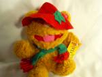 McDonalds Muppet Baby Fozzie Bear 1988 with his hang tag from the Muppet Babies of Henson Ass. Inc. He is seated and is 7 inches high. He is dressed in his red felt hat with the green holly leaves and...