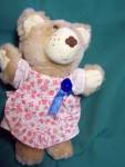 Furskin Teddy Bear in the miniature size. by Wendys restaurant. She is a cute girl dressed in her original outfit. She is missing her pink hat.  She is a 6 1/2 inches tall brown bear dressed in her wh...