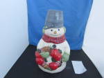 Snowman Cookie Jar by Jan Karon for Hallmark cute made to look antique. No chips or cracks. Made to look antique with heavy crazing look. Lid does have a mld divot on back of scarf towards bottom and ...