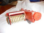 Ertl International Harvester Hay Baler 1/16 farm machine in red and made of metal. It is 3 1/4 inches high, 11 inches long and 6 inches wide. It does have some nicks and paint wear but is still a grea...