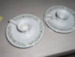Mikasa Japan Montclair Candle Holders Pair marked Mikasa Fine China  G-9059 Japan. They are a lovely pair with nice handles and a pretty, green flower design, which is called Montclair. They are 2 inc...