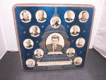 Presidents Of the United States Of America Collector's Tin Box Murray-Allen Regal Crown Confections 9 1/4 inch  X 8 3/4 inch X 2 1/2 inch. Shows 34 Presidents George Washington To John F. Kennedy. Thi...
