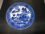 Moriyama Blue Willow Divided Grill Plate Made in Japan. With a lovely flow of blue over the edge of the top two divided sections meeting the bottom larger section. Marked on back Moriyama Made in Japa...