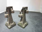 Vintage Metal Tower Tran Japan Salt and Pepper Shakers. Not sure what they replicate. Anybody knows, please advise. In good condition. With stoppers. Marked on bottom Japan with a logo.<BR><BR>Height ...