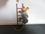 Vintage Kurt Alder Mouse Corporate Ladder Tree Ornament. Adorable Mouse in a suit with briefcase climbing the corporate ladder. Good used condition. Original tag still on gold foil hanger string.<BR><...